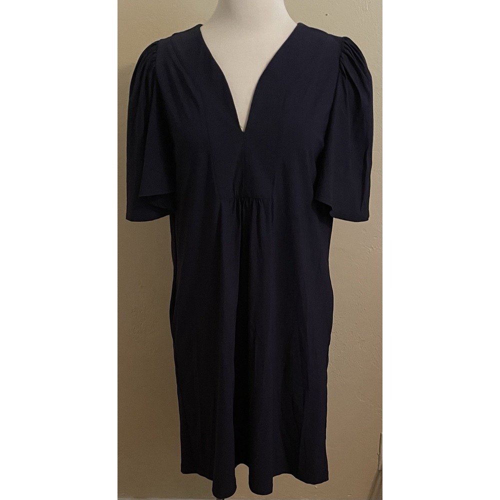 Jude Connally Navy Blue Short Sleeve V Neck Dress Pockets Size Small USA